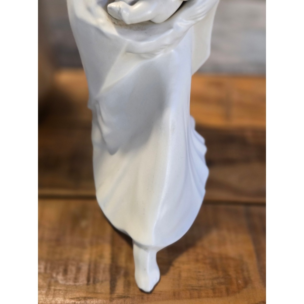 Vintage Ceramic Madonna and Child Figurine Matte White Religious Art - Picture 6 of 10